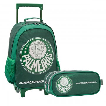 Kit Mochila Rodinha Infantil Palmeiras Estojo Esco...