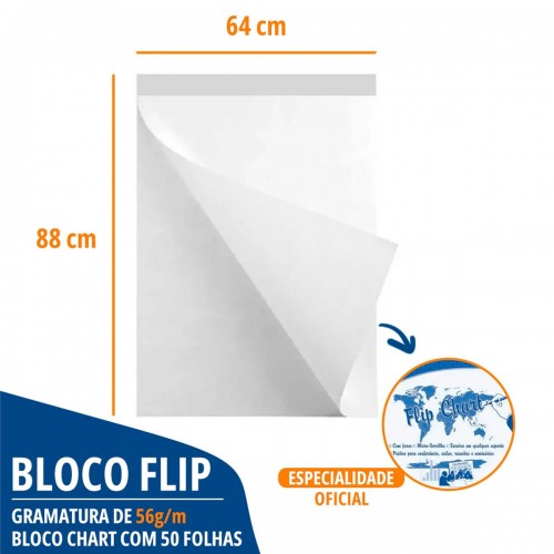 Bloco Flip Chart 80 x 63 cm Com 50 Folhas de 56g Stalo