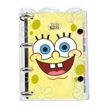 Caderno Argolado Bob Esponja Fichario Botão Crista...