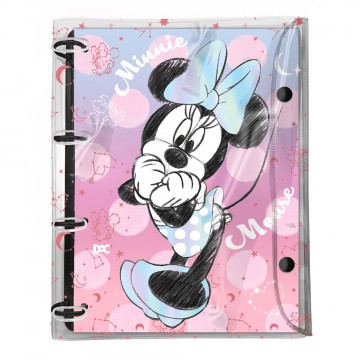 Caderno Argolado Fichario Botão Cristal Minnie Dac...