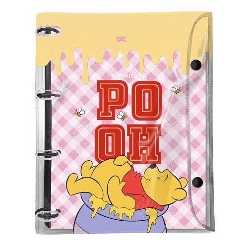 Caderno Argolado Fichario Botão Cristal Ursinho Pooh Dac