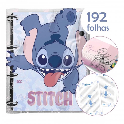 Caderno Argolado Little Stitch Fichario Botão Cristal Dac