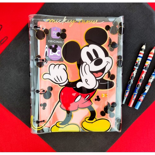 Caderno Argolado Mickey Fichario Botão Cristal Dac