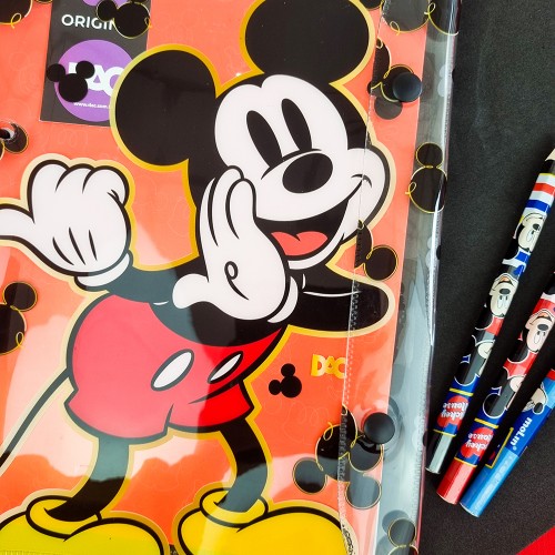 Caderno Argolado Mickey Fichario Botão Cristal Dac