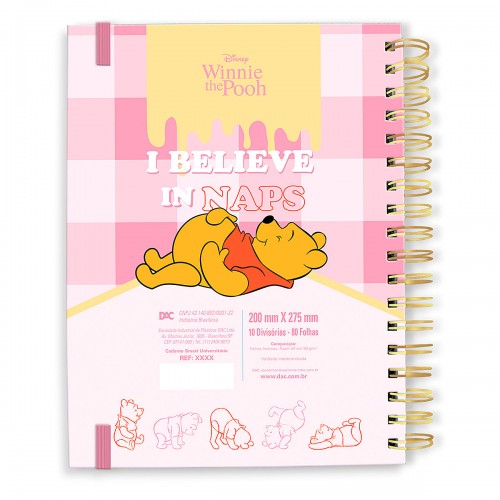 Caderno Smart Universitário Pooh 80 Flhs 10 Divisória Dac