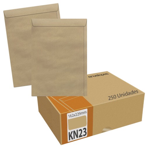 Envelope 176 x 250 mm Saco Kraft  KN 25 Pardo 250 Unidades