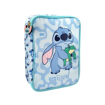 Estojo Box Grande Escolar Stitch Disney Com Divisó...