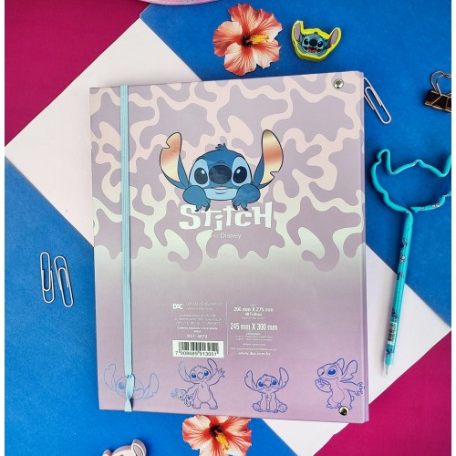 Fichario Argolado Stitch Caderno Universitário 48 Folhas DAC