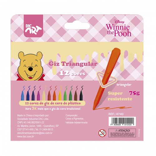 Giz Cera Triangular Ursinho Pooh  Disney Com 12 Cores Dac