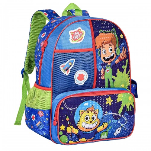 Kit Mochila Costa Escolar Gato Galáctico Estojo Infantil