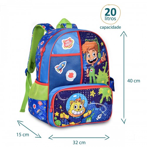 Kit Mochila Costa Escolar Gato Galáctico Estojo Infantil