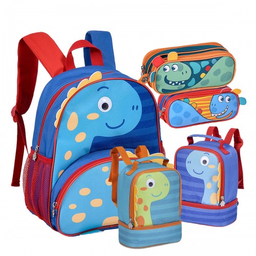 Kit Mochila Costa Infantil Pequena Dinossauro Dino Clio