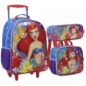 Kit Mochila Infantil Ariel Pequena Sereia Lancheir...