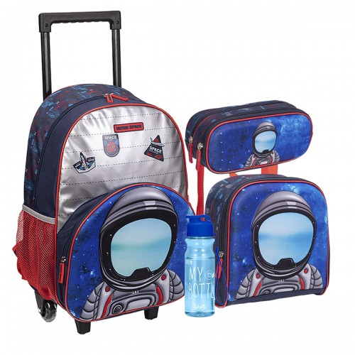 Kit Mochila Infantil Astronauta Lancheira Estojo Gafarra