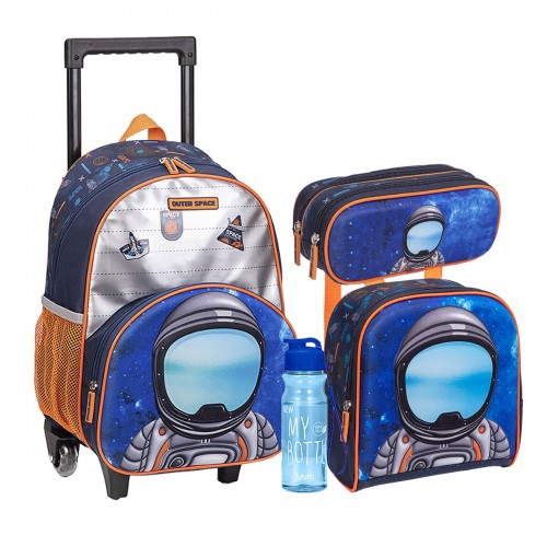 Kit Mochila Infantil Astronauta Lancheira Estojo Gafarra