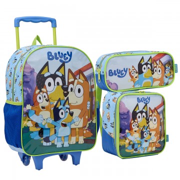 Kit Mochila Infantil Bluey X Rodinha Lancheira Est...