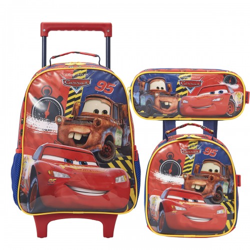 Kit Mochila Infantil Carros Relampago Lancheira Estoj Xeryus