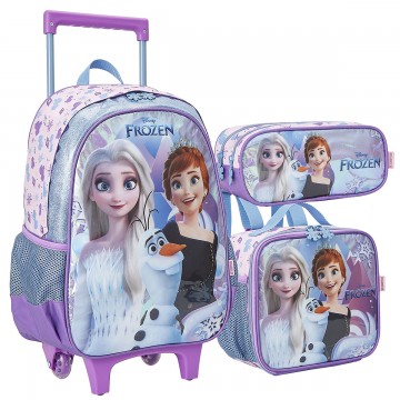 Kit Mochila Infantil Frozen Rodinha Lancheira Esto...