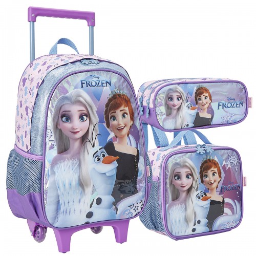 Kit Mochila Infantil Frozen Rodinha Lancheira Estojo Xeryus