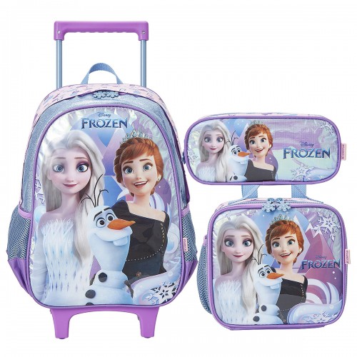 Kit Mochila Infantil Frozen Rodinha Lancheira Estojo Xeryus