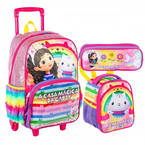 Kit Mochila Infantil Gabby Grande Lancheira Estojo Sestini