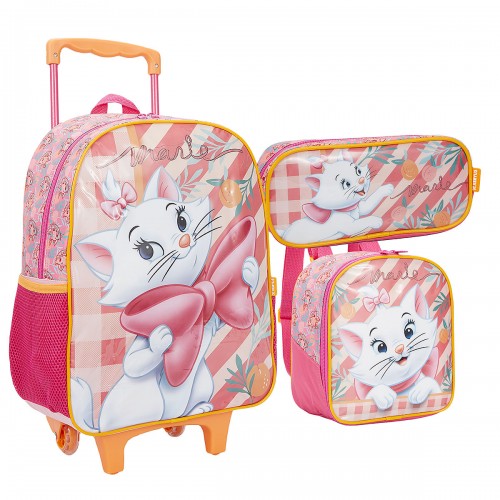 Kit Mochila Infantil Gatinha Marie X Lancheira Estojo Xeryus