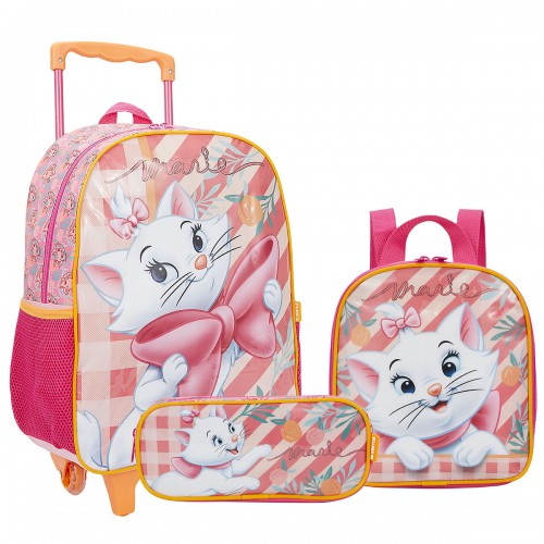 Kit Mochila Infantil Gatinha Marie X Lancheira Estojo Xeryus