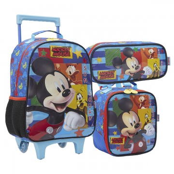 Kit Mochila Infantil Mickey X Grande Lancheira Est...