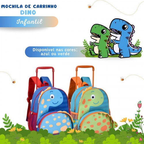 Kit Mochila  Infantil Rodinha Pequena Dinossauro Dino Clio