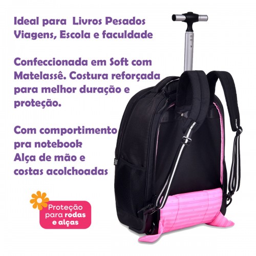 Kit Mochila Rodinha Lurex Rebecca Bonbon Lancheira Estojo