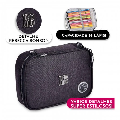 Kit Mochila Rodinha Lurex Rebecca Bonbon Lancheira Estojo