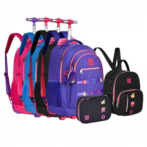 Kit Mochila Rodinha Notebook Grande Juvenil Rebecca Bonbon