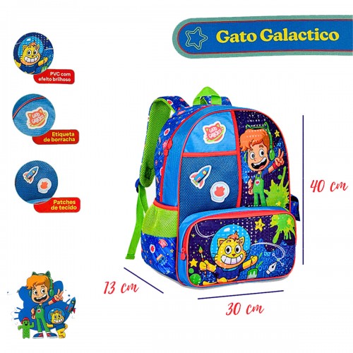 Mochila Costas Escolar Gatos Galáctico Infantil Média Clio