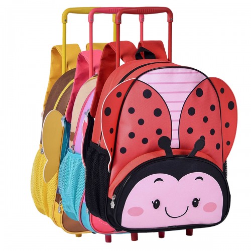 Mochila de Rodinha Infantil Borboleta Abelha Joaninha Clio