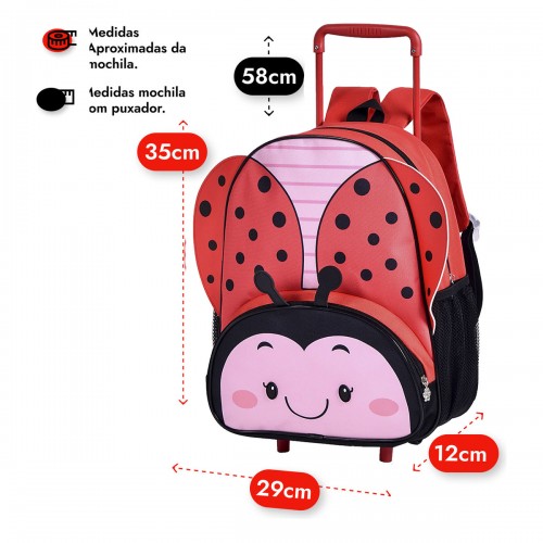 Mochila de Rodinha Infantil Borboleta Abelha Joaninha Clio