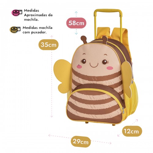 Mochila de Rodinha Infantil Borboleta Abelha Joaninha Clio