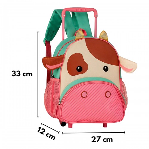 Mochila de Rodinha Infantil Pets Gato Vaca Girafa Clio