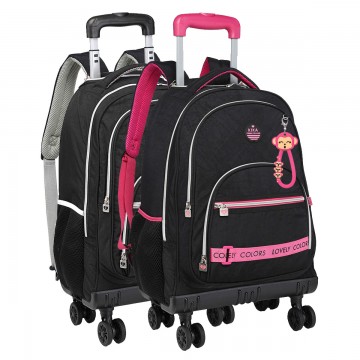 Mochila Kika 4 Rodinhas Dupla 4 Roda Grande Infant...