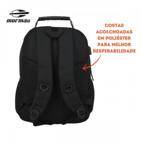 Mochila Notebook Reforçada Cabo de Aço Usb Faculdade Mormaii