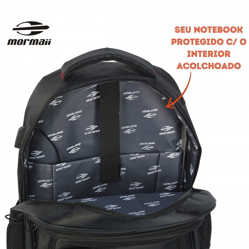 Mochila Notebook Reforçada Cabo de Aço Usb Faculdade Mormaii