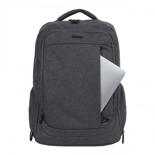 Mochila Office Isiway Notebook Reforçada Grande Cinza