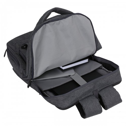 Mochila Office Isiway Notebook Reforçada Grande Cinza