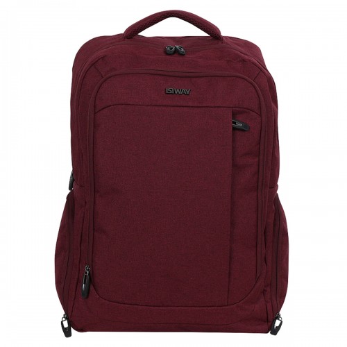 Mochila Office Isiway Notebook Reforçada Grande Vinho