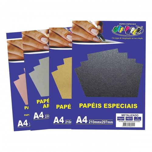 Papel Metalizado A4 Especial Corte 15 Folhas 150g Off Paper