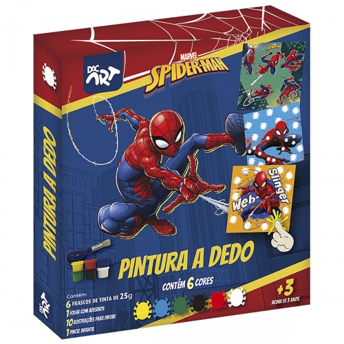 Pintura a Dedo Homem Aranha Infantil Com 18 Peças Dac