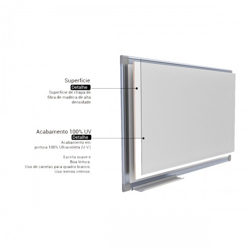 Quadro Branco UV Moldura Alumínio 40X30 cm com Suporte Stalo