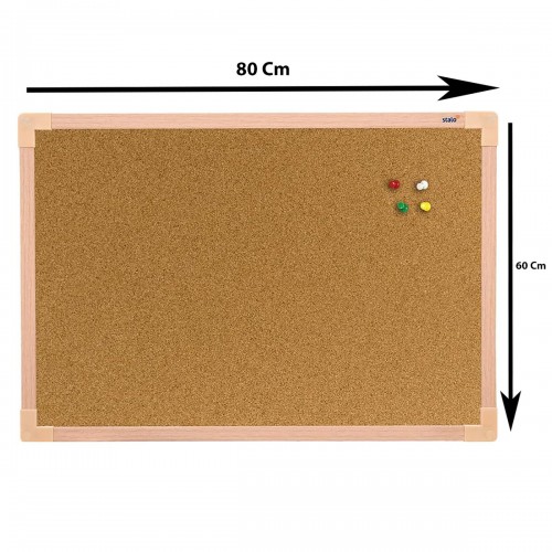 Quadro de Aviso Cortiça MDF 80x60 cm Lembretes Stalo Madeira