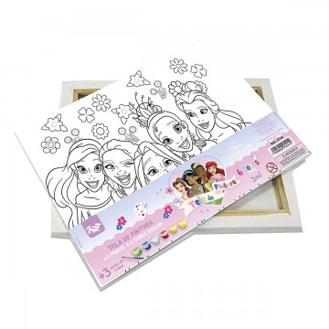 Tela Pintura Princesas Disney Com Pincel e Tinta G...