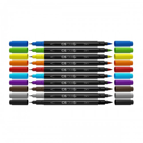 Caneta Brush dualtip 10 cores Cis - CIS - Marcador Artístico
