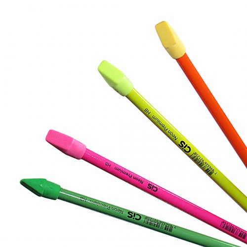 Lápis Decorado Neon Premium Com Borracha 48 Unidades Cis - CIS - Neon Premium